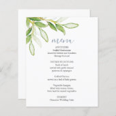 Bruiloft menu's Elegant Botanisch groen (Voorkant / Achterkant)