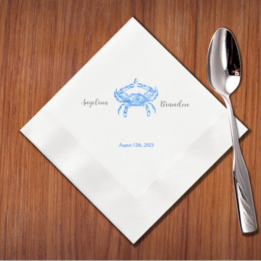 bruiloft met blauwe krab servet