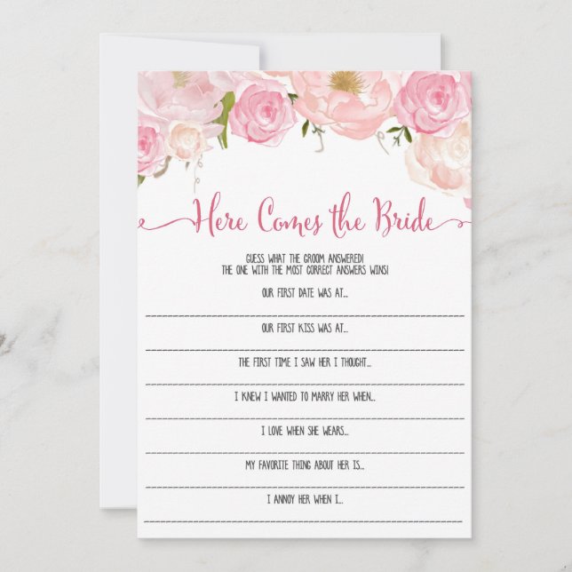 Bruiloft met bloemendecor Daar komt de bruid spel (Voorkant)