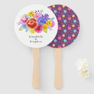 Bruiloft met bloemenviering handwaaier