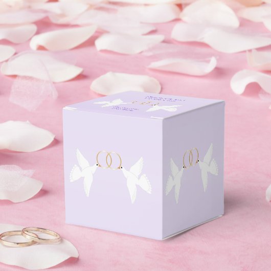Bruiloft met duiven ontwerp in lila kleur bedankdoosjes (Huwelijk)