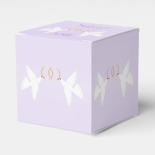 Bruiloft met duiven ontwerp in lila kleur bedankdoosjes (Voorkant Zijde)