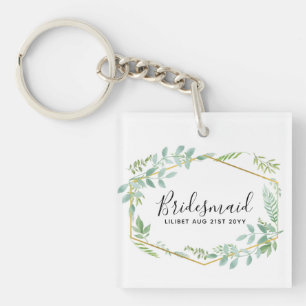 Bruiloft met groen blad van botanische tuin sleutelhanger