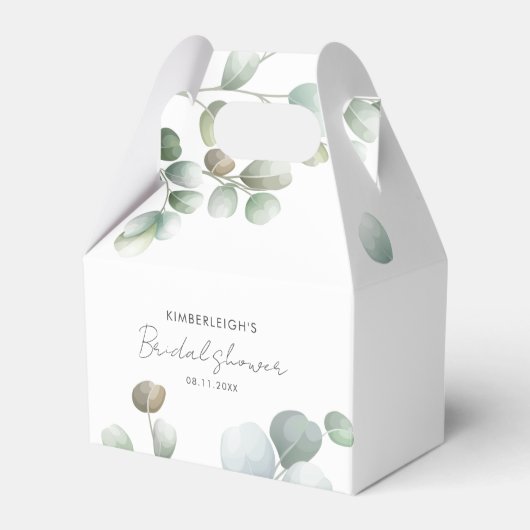 Bruiloft met groene eucalyptus script bedankdoosjes (Voorkant Zijde)