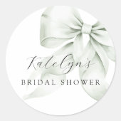 Bruiloft met groene strik ronde sticker (Voorkant)