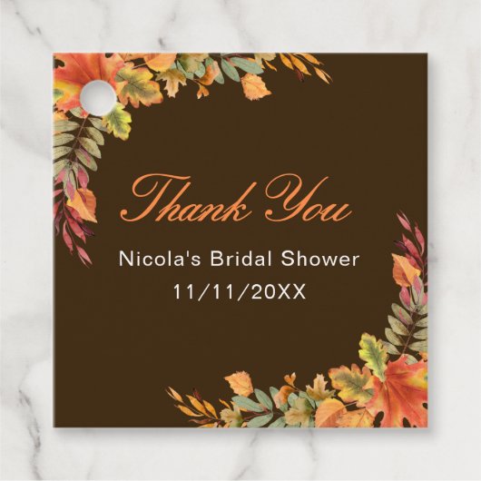 Bruiloft met herfstbladeren bedankjes labels (Voorkant)