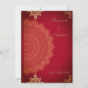 bruiloft met Hindu Red Mandala Kaart
