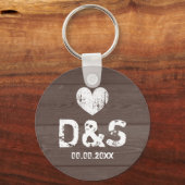  bruiloft met hout bevoordeelt sleutelhanger (Voorkant)