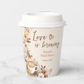 Bruiloft met Koffie Thema: Love is Brewing Papieren Bekers (Achterkant)