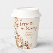 Bruiloft met Koffie Thema: Love is Brewing Papieren Bekers (Voorkant)