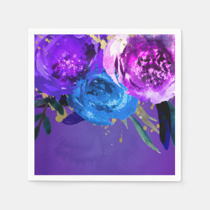 Bruiloft met levendige ultra violette paarse bloem servetten