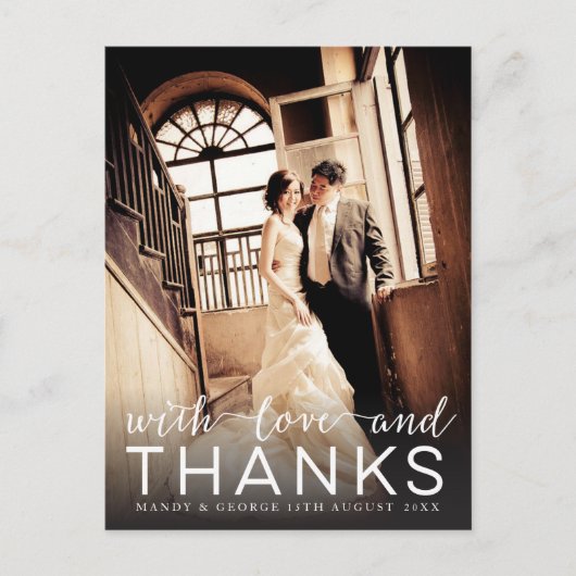 Bruiloft met liefde & Bedankt Foto Briefkaart (Voorkant)