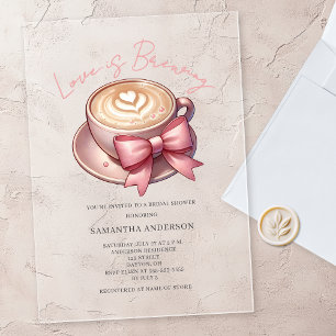 Bruiloft met Love Is Brewing Coffee-thema Acryl Uitnodigingen