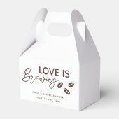 Bruiloft met 'Love is Brewing' koffiethema Bedankdoosjes (Voorkant Zijde)