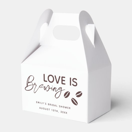 Bruiloft met 'Love is Brewing' koffiethema Bedankdoosjes (Voorkant Zijde)
