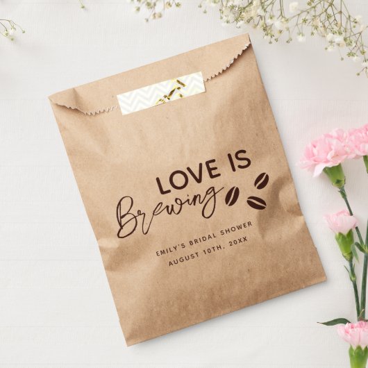 Bruiloft met 'Love is Brewing' koffiethema Bedankzakje (Gezegeld)
