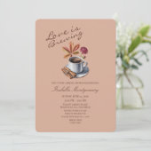 Bruiloft met 'Love Is Brewing' thema herfst koffie Kaart (Staand voorkant)