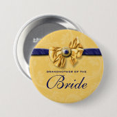 bruiloft met marinegeel bruidsfeest ronde button 7,6 cm (Voorkant /achterkant)