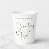 Bruiloft Met Modern Lettertype Zij Knoop Haar Knoo Papieren Bekers (Achterkant)