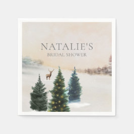 Bruiloft met rustieke winterwoud papieren servette servet