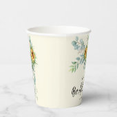 Bruiloft met rustieke zonnebloem en eucalyptus gro papieren bekers (Rechts)