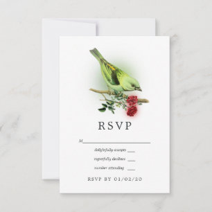 Bruiloft met sprankelende fantasievogel RSVP kaartje