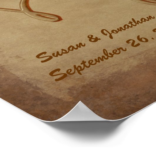 bruiloft met vertakt hartenpapier poster (Hoek)