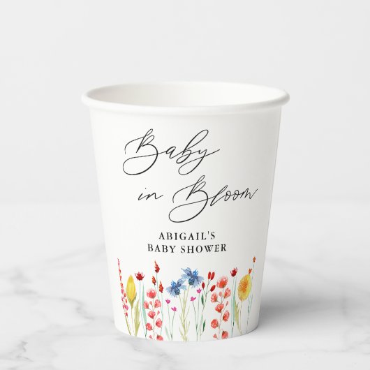 Bruiloft met wilde bloemen papieren bekers (Achterkant)