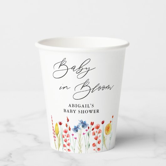 Bruiloft met wilde bloemen papieren bekers (Voorkant)