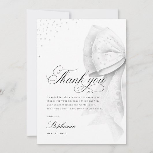 Bruiloft met Witte Strik Bedankkaart (Voorkant)