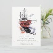 Bruiloft met zeilboot in waterverf Haven Jacht Bru Kaart (Staand voorkant)