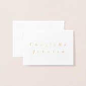 Bruiloft minimalistische naam plaats echte goudfol folie kaarten (Voorkant met envelop)