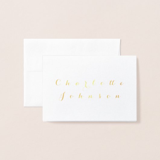 Bruiloft minimalistische naam plaats echte goudfol folie kaarten (Voorkant met envelop)