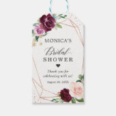 Bruiloft Modern Botanisch Paars Blush Bloemstuk Cadeaulabel (Voorkant)