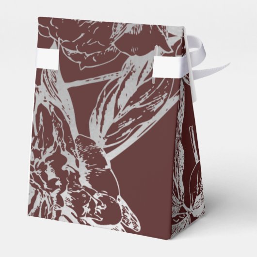 Bruiloft Modern Eenvoudig Bloemen Zilver Bourgondi Bedankdoosjes (Achterkant)