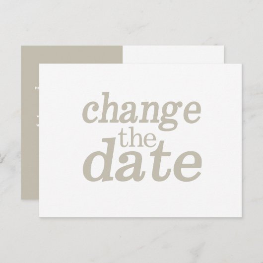 Bruiloft Modern Minimalist Verander de datum Aankondigingskaart (Voorkant / Achterkant)