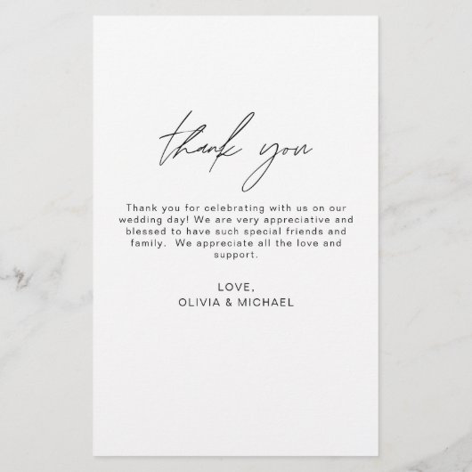 Bruiloft Moderne Minimalist Dank u Kaarten (Achterkant)