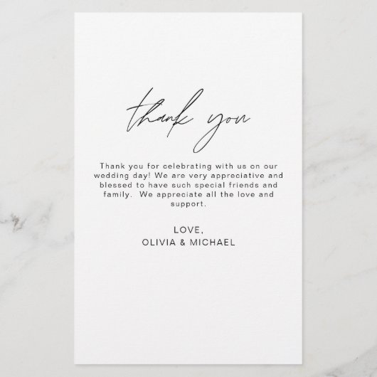 Bruiloft Moderne Minimalist Dank u Kaarten (Achterkant)