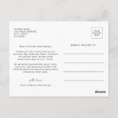 Bruiloft Moderne minimalistische script foto dank  Briefkaart (Achterkant)