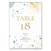 BRUILOFT | Moderne Spletters van blauw en goud Kaart (Achterkant)