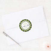 Bruiloft Monogram - Blad Groene Harten Ronde Sticker (Envelop)
