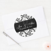 Bruiloft Monogram Bruid bruidegom Datum Paisley Se Ronde Sticker (Envelop)