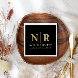 Bruiloft Monogram Bruid en bruidegom Initialen Ele Servet