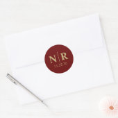 Bruiloft Monogram Bruid en bruidegom Initialen Ronde Sticker (Envelop)