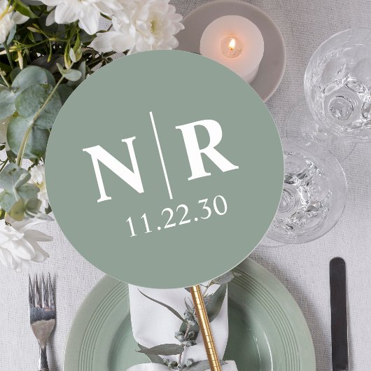 Bruiloft Monogram Bruid en bruidegom Initialen Ronde Sticker