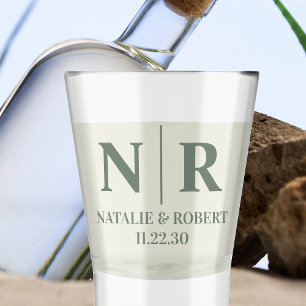 Bruiloft Monogram Bruid en bruidegom Initialen Shot Glas