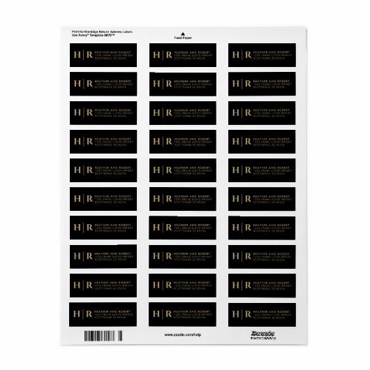Bruiloft Monogram Bruid en bruidegom Retouradres Etiket (Full Sheet)