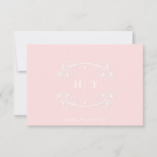Bruiloft Monogram Crest roze blush dank u kaart