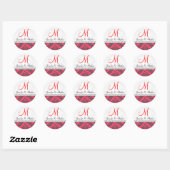 Bruiloft Monogram Damast Seal Stickers : Rood (Vel)