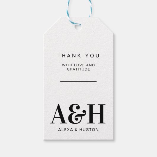 Bruiloft Monogram Eenvoudig Elegant Minimalistisch Cadeaulabel (Voorkant)